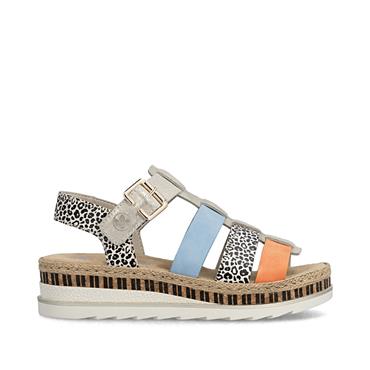 Rieker Multi Strap Low Wedge Sandal - Multi Print